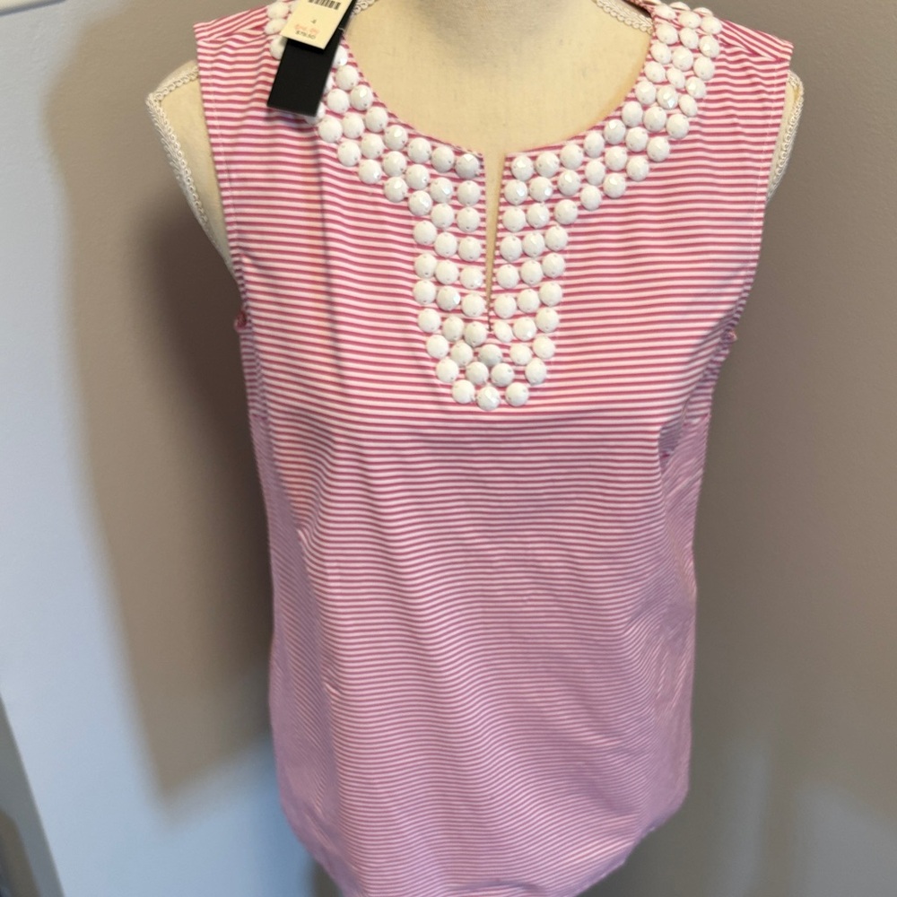 Talbots Pink and White Striped Blouse
